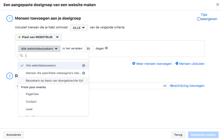 Doelgroepen aanmaken binnen Facebook