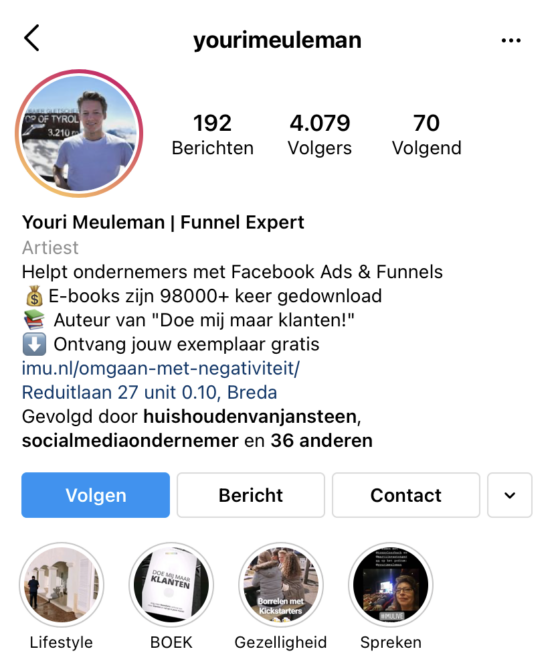 Instagram bio Youri Meuleman